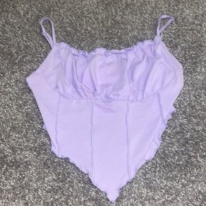 Lettuce Trim Ruched Bust Crop Bandana Cami Top